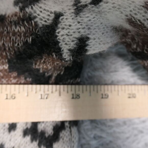 Free People Tunic Sweater Women Medium Brown Aztec Tribal Wool Alpaca Blend Boho - Picture 8 of 11